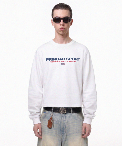 PRINOAR(プリノア)の「スポーツセミクロップ長袖Tシャツ - ホワイト(Tシャツ/カットソー・レディース・ホワイト・SMALL/MEDIUM/LARGE)」の4枚目の写真