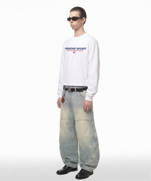PRINOAR(プリノア)の「スポーツセミクロップ長袖Tシャツ - ホワイト(Tシャツ/カットソー・レディース・ホワイト・SMALL/MEDIUM/LARGE)」の3枚目の写真