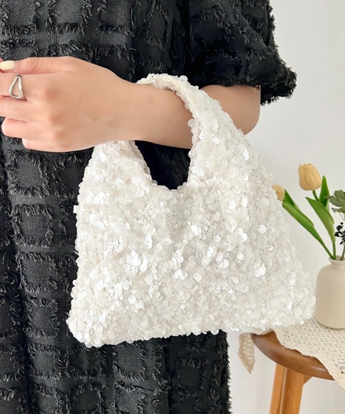 wears（ウェアーズ）の「2wayスパンコールミニハンドバッグ パーティーバッグ（ハンドバッグ・レディース・ホワイト/ブラック・FREE）」の5枚目の写真
