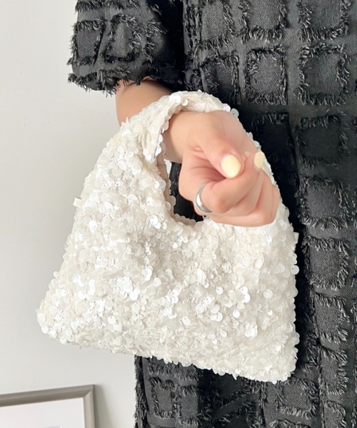 wears（ウェアーズ）の「2wayスパンコールミニハンドバッグ パーティーバッグ（ハンドバッグ・レディース・ホワイト/ブラック・FREE）」の4枚目の写真
