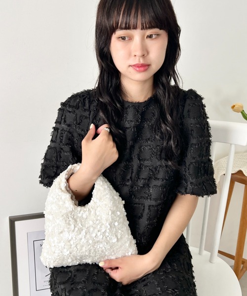 wears（ウェアーズ）の「2wayスパンコールミニハンドバッグ パーティーバッグ（ハンドバッグ・レディース・ホワイト/ブラック・FREE）」の7枚目の写真
