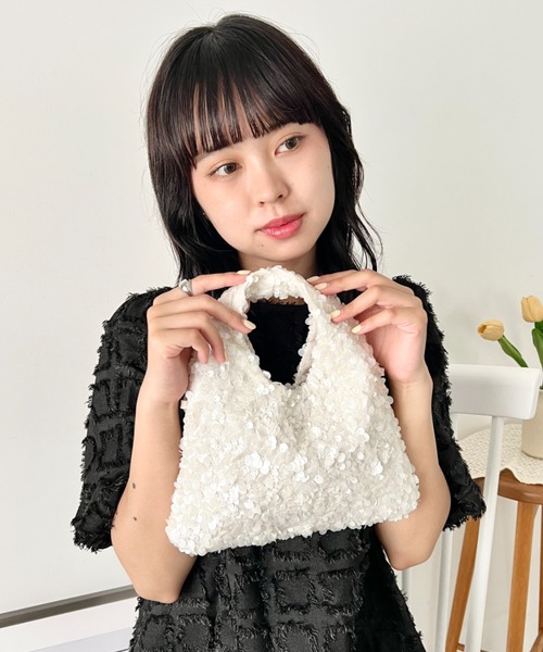 wears（ウェアーズ）の「2wayスパンコールミニハンドバッグ パーティーバッグ（ハンドバッグ・レディース・ホワイト/ブラック・FREE）」の3枚目の写真