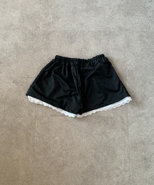 Teem Store（チームストア）の「レースデザインスウェットショートパンツ（スウェットパンツ・レディース・ブラック/グレー・M/S）」の3枚目の写真