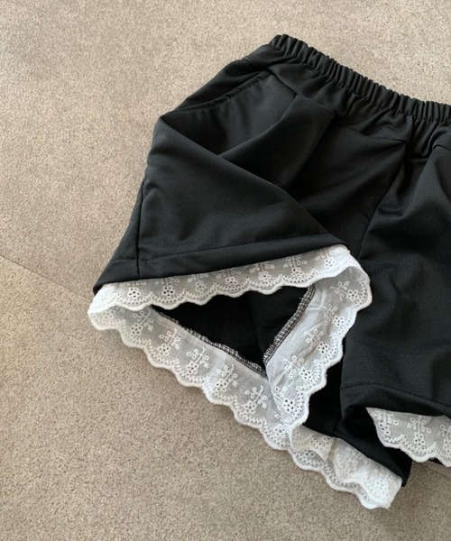 Teem Store（チームストア）の「レースデザインスウェットショートパンツ（スウェットパンツ・レディース・ブラック/グレー・M/S）」の4枚目の写真