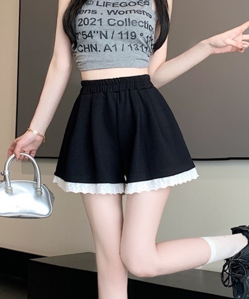 Teem Store（チームストア）の「レースデザインスウェットショートパンツ（スウェットパンツ・レディース・ブラック/グレー・M/S）」の16枚目の写真