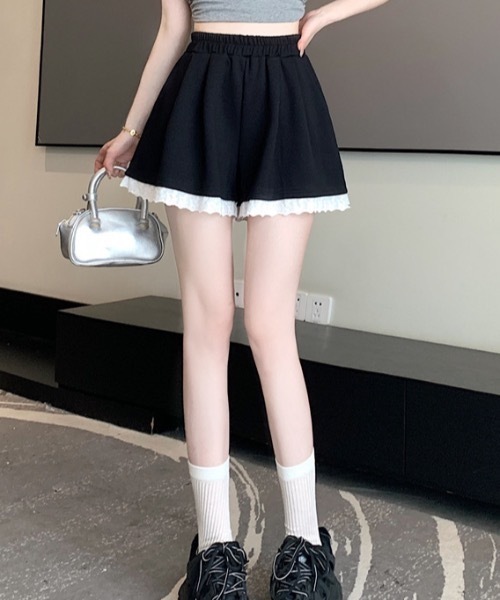 Teem Store（チームストア）の「レースデザインスウェットショートパンツ（スウェットパンツ・レディース・ブラック/グレー・M/S）」の10枚目の写真