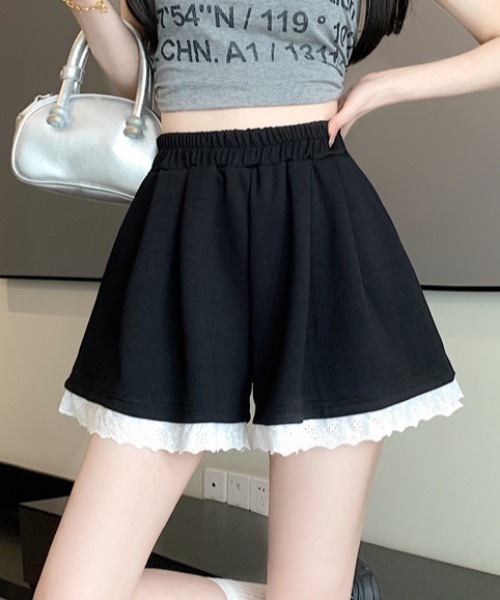 Teem Store（チームストア）の「レースデザインスウェットショートパンツ（スウェットパンツ・レディース・ブラック/グレー・M/S）」の17枚目の写真