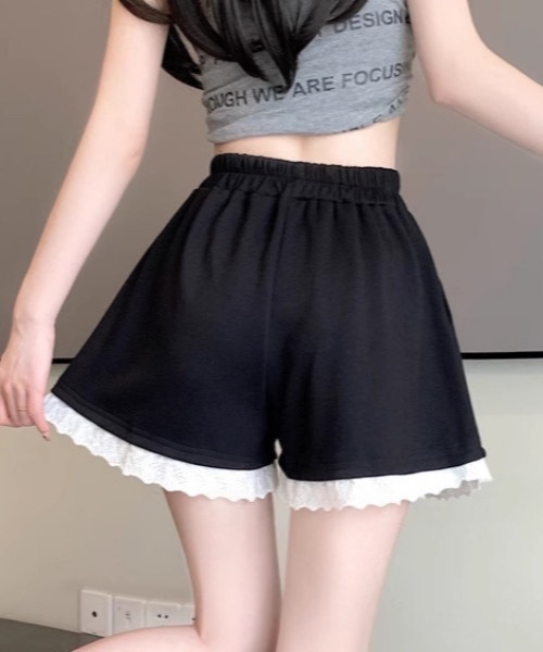 Teem Store（チームストア）の「レースデザインスウェットショートパンツ（スウェットパンツ・レディース・ブラック/グレー・M/S）」の15枚目の写真