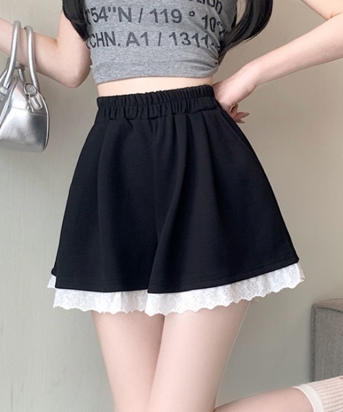 Teem Store（チームストア）の「レースデザインスウェットショートパンツ（スウェットパンツ・レディース・ブラック/グレー・M/S）」の13枚目の写真