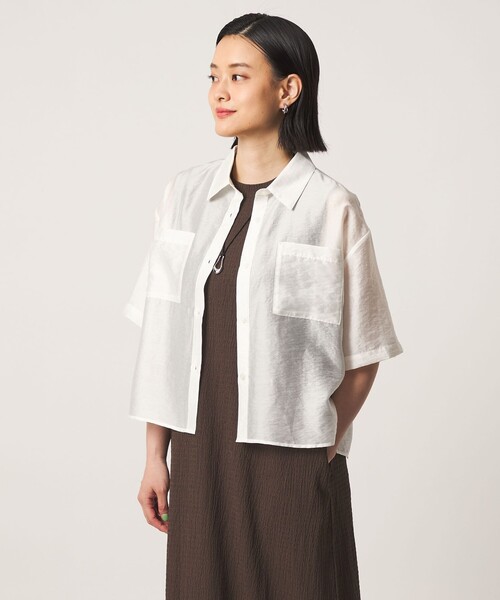 A DAY IN THE LIFE UNITED ARROWS（アデイインザライフユナイテッドアローズ）の「シアー ダブルポケット ショートスリーブシャツ ＜A DAY IN THE LIFE＞（シャツ/ブラウス・レディース・オフホワイト/ダークグレー/オレンジ/ライトブルー・FREE）」の9枚目の写真