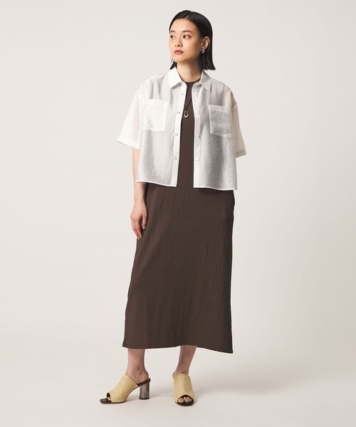 A DAY IN THE LIFE UNITED ARROWS（アデイインザライフユナイテッドアローズ）の「シアー ダブルポケット ショートスリーブシャツ ＜A DAY IN THE LIFE＞（シャツ/ブラウス・レディース・オフホワイト/ダークグレー/オレンジ/ライトブルー・FREE）」の10枚目の写真