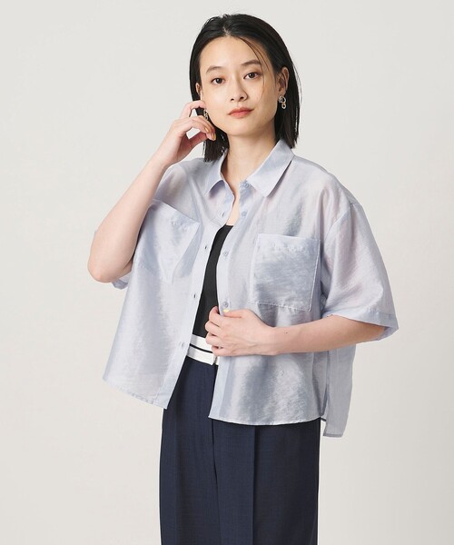 A DAY IN THE LIFE UNITED ARROWS（アデイインザライフユナイテッドアローズ）の「シアー ダブルポケット ショートスリーブシャツ ＜A DAY IN THE LIFE＞（シャツ/ブラウス・レディース・オフホワイト/ダークグレー/オレンジ/ライトブルー・FREE）」の13枚目の写真