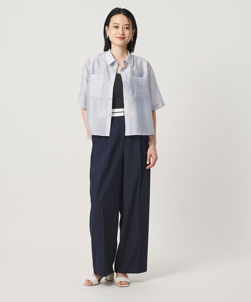 A DAY IN THE LIFE UNITED ARROWS（アデイインザライフユナイテッドアローズ）の「シアー ダブルポケット ショートスリーブシャツ ＜A DAY IN THE LIFE＞（シャツ/ブラウス・レディース・オフホワイト/ダークグレー/オレンジ/ライトブルー・FREE）」の14枚目の写真