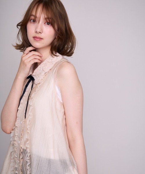MISCH MASCH(ミッシュマッシュ)の「2026春夏新作 ローズレースリボンブラウス(シャツ/ブラウス・レディース・ピンク/ホワイト・フリ-)」の11枚目の写真