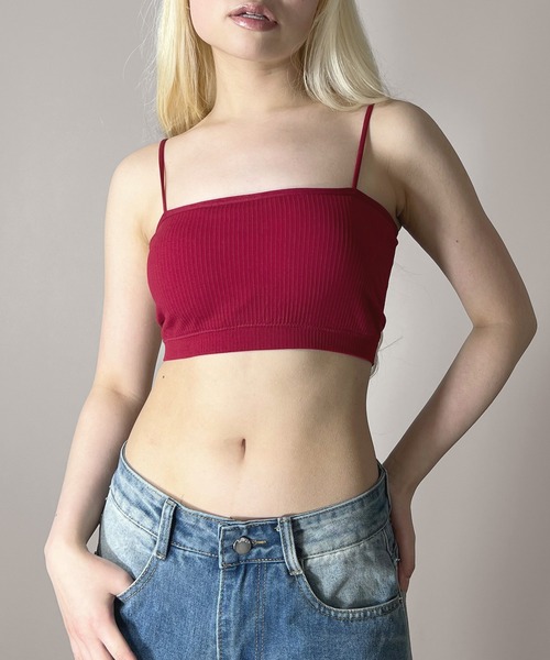 MATU:TA(マトゥータ)の「【夏こそカラーインナー】カラーブラトップ / ストレッチ カップ付き キャミソール インナー シアートップス 差し色 ダンス 衣装 5色展開 くすみカラー 元気カラー ブルー グリーン ブラック オレンジ レッド(チューブトップ・レディース・ブルー/グリーン/オレンジ/ブラック/レッド・FREE)」の1枚目の写真