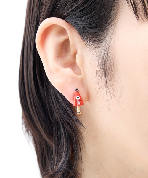 gargle(ガーグル)の「gargle ガーグル:和・JAPANシリーズ 妖怪 唐傘おばけ 一反もめん ピアス(ピアス(両耳用)・レディース・ホワイト/レッド・FREE)」の6枚目の写真