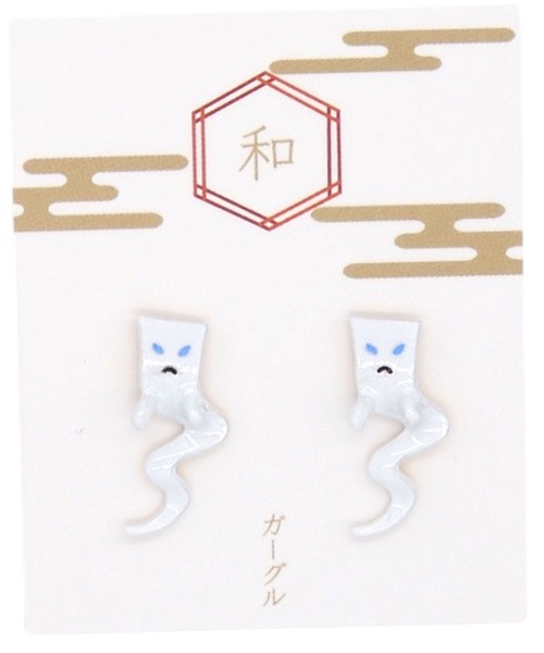 gargle(ガーグル)の「gargle ガーグル:和・JAPANシリーズ 妖怪 唐傘おばけ 一反もめん ピアス(ピアス(両耳用)・レディース・ホワイト/レッド・FREE)」の9枚目の写真