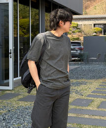 Darted stripe short sleeve GREY