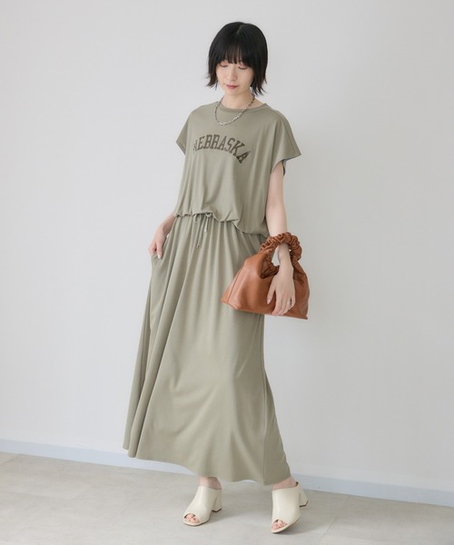 Paradise Picnic（パラダイスピクニック）の「33℃【接触冷感/UVカット】レイヤードライク機能素材ワンピース（ワンピース・レディース・カーキ/レッド/ブラック/ライトグレー・FREE）」の4枚目の写真