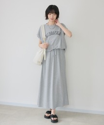 33℃【接触冷感/UVカット】レイヤードライク機能素材ワンピース
