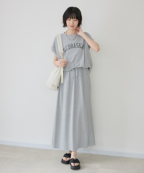 Paradise Picnic（パラダイスピクニック）の「33℃【接触冷感/UVカット】レイヤードライク機能素材ワンピース（ワンピース・レディース・カーキ/レッド/ブラック/ライトグレー・FREE）」の3枚目の写真