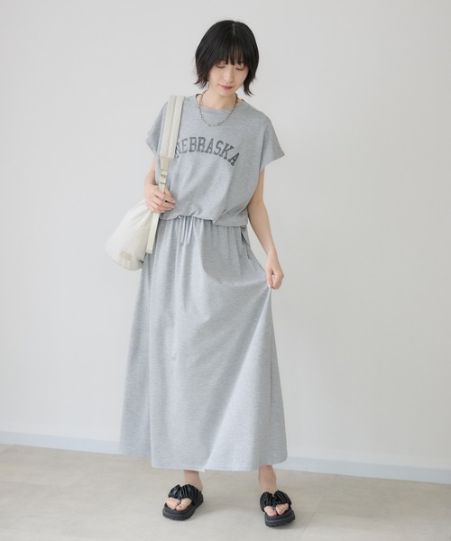 Paradise Picnic（パラダイスピクニック）の「33℃【接触冷感/UVカット】レイヤードライク機能素材ワンピース（ワンピース・レディース・カーキ/レッド/ブラック/ライトグレー・FREE）」の14枚目の写真