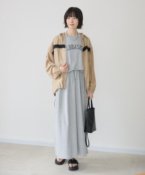 Paradise Picnic（パラダイスピクニック）の「33℃【接触冷感/UVカット】レイヤードライク機能素材ワンピース（ワンピース・レディース・カーキ/レッド/ブラック/ライトグレー・FREE）」の8枚目の写真