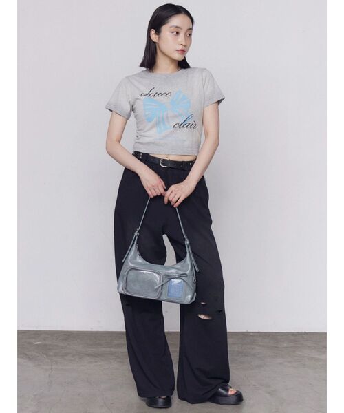 EMODA(エモダ)の「クラッシュルーズスウェットパンツ(スウェットパンツ・レディース・ブラック/アイボリー/グレー・MEDIUM/SMALL)」の8枚目の写真