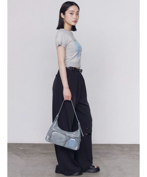 EMODA(エモダ)の「クラッシュルーズスウェットパンツ(スウェットパンツ・レディース・ブラック/アイボリー/グレー・MEDIUM/SMALL)」の9枚目の写真