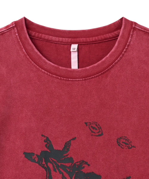 NOIRER（ノイア）の「ポエティックピグメントハーフTシャツ（レッド）（Tシャツ/カットソー・メンズ・その他・52/50/48）」の4枚目の写真