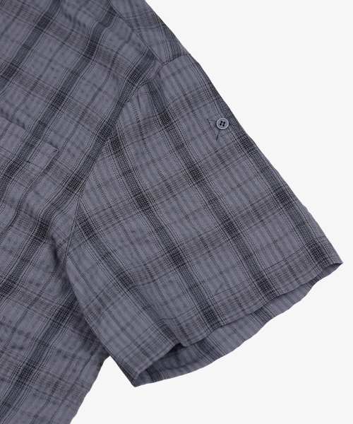 OWSA（オウサ）の「チェックロールアップ半袖シャツ2カラー（シャツ/ブラウス・メンズ・チャコール/ブルー・MEDIUM/LARGE）」の15枚目の写真