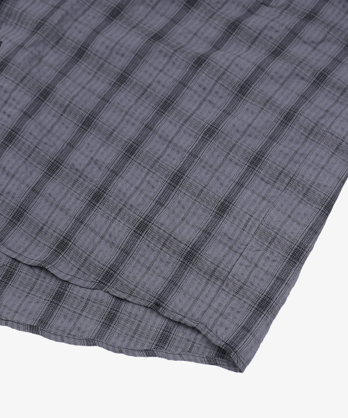 OWSA（オウサ）の「チェックロールアップ半袖シャツ2カラー（シャツ/ブラウス・メンズ・チャコール/ブルー・MEDIUM/LARGE）」の14枚目の写真
