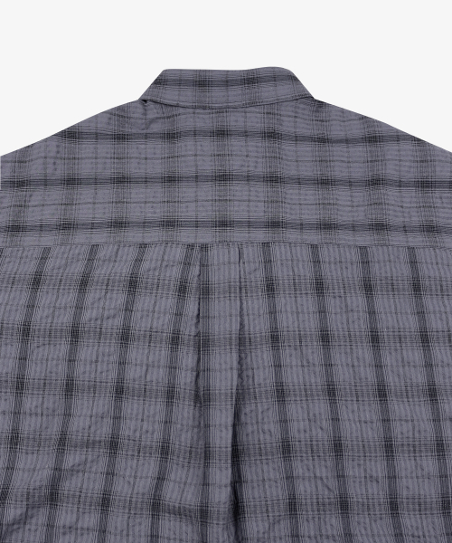 OWSA（オウサ）の「チェックロールアップ半袖シャツ2カラー（シャツ/ブラウス・メンズ・チャコール/ブルー・MEDIUM/LARGE）」の13枚目の写真
