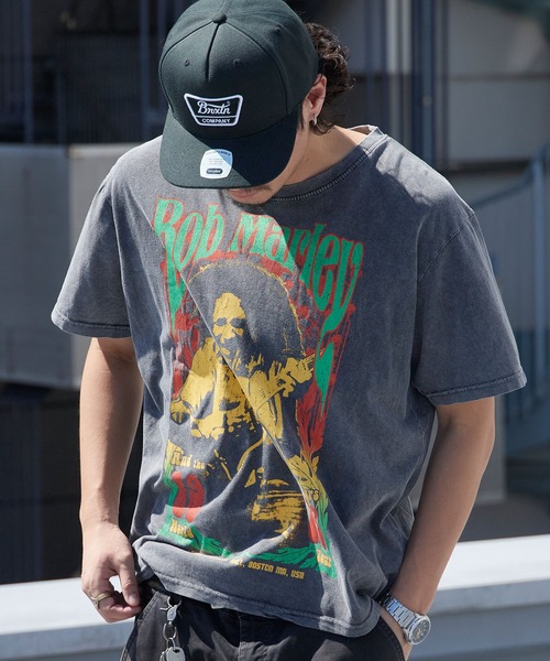 ROOPTOKYO(ループトウキョウ)の「Bob Marley/ボブ・マーリー Unisex Stone Wash T-shirt:1978(Charcoal Grey) バンドTシャツ プリントTシャツ 半袖 クルーネック ロック ストリート メンズ レディース 秋 秋服 2026年秋冬(Tシャツ/カットソー・メンズ・ブラック・S/M/L/XL)」の11枚目の写真