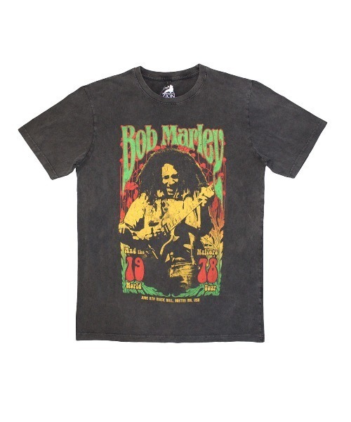 ROOPTOKYO(ループトウキョウ)の「Bob Marley/ボブ・マーリー Unisex Stone Wash T-shirt:1978(Charcoal Grey) バンドTシャツ プリントTシャツ 半袖 クルーネック ロック ストリート メンズ レディース 秋 秋服 2026年秋冬(Tシャツ/カットソー・メンズ・ブラック・S/M/L/XL)」の18枚目の写真