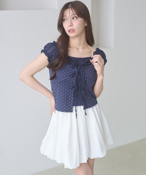 Ambre Neige(アンブルネージュ)の「assorted docking ribbon tops / アソートドッキングリボントップス(Tシャツ/カットソー・レディース・アイボリー/オフホワイト/ネイビー・FREE)」の1枚目の写真