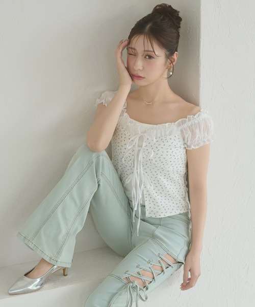 Ambre Neige(アンブルネージュ)の「assorted docking ribbon tops / アソートドッキングリボントップス(Tシャツ/カットソー・レディース・アイボリー/オフホワイト/ネイビー・FREE)」の2枚目の写真