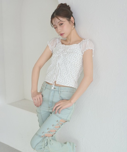 Ambre Neige(アンブルネージュ)の「assorted docking ribbon tops / アソートドッキングリボントップス(Tシャツ/カットソー・レディース・アイボリー/オフホワイト/ネイビー・FREE)」の6枚目の写真