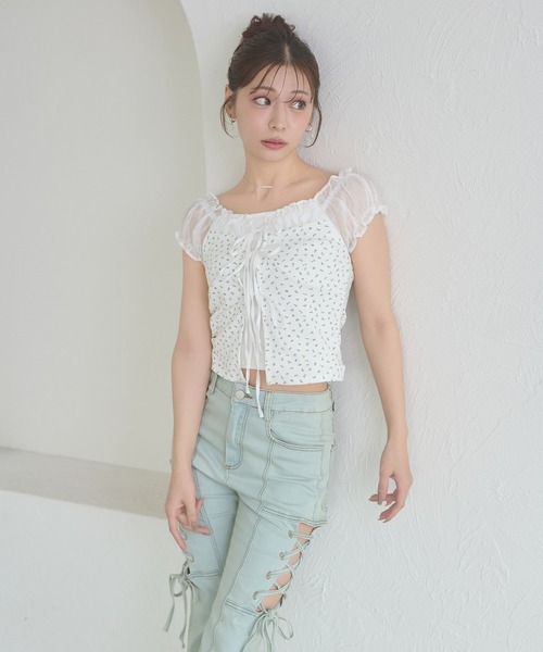 Ambre Neige(アンブルネージュ)の「assorted docking ribbon tops / アソートドッキングリボントップス(Tシャツ/カットソー・レディース・アイボリー/オフホワイト/ネイビー・FREE)」の7枚目の写真