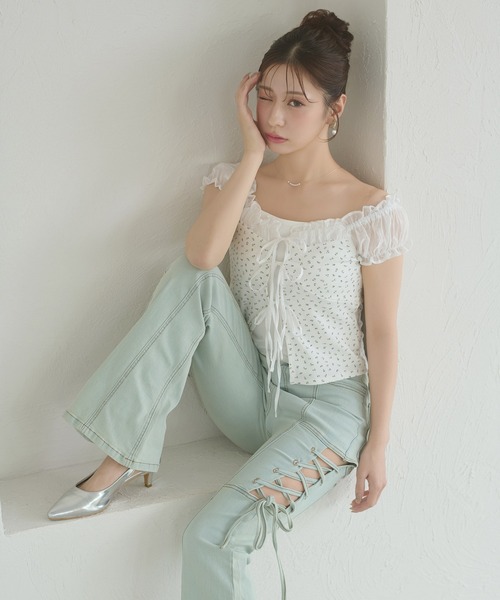 Ambre Neige(アンブルネージュ)の「assorted docking ribbon tops / アソートドッキングリボントップス(Tシャツ/カットソー・レディース・アイボリー/オフホワイト/ネイビー・FREE)」の4枚目の写真
