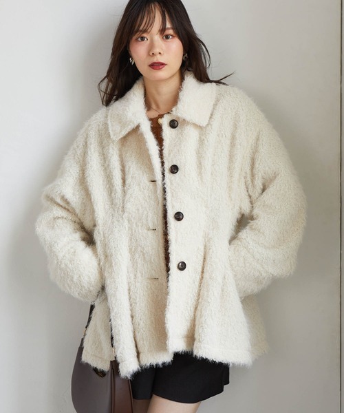 RANAN(ラナン)の「ペプラムシャギーコート(その他アウター・レディース・ブラック/グレー/アイボリー・LL/M/L)」の1枚目の写真