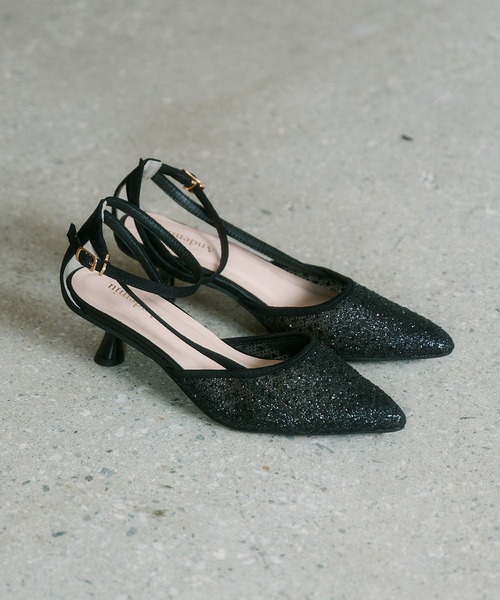 Andemiu(アンデミュウ)の「ストラップヒールパンプス/683816(パンプス・レディース・ブラック/ベージュ・LARGE/MEDIUM)」の1枚目の写真