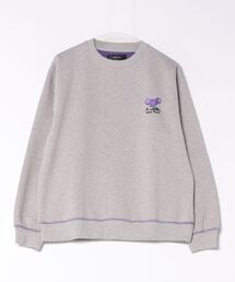 ANPAS Cat & Floral Embroidered Contrast-Lined Sweatshirt / アンパス別注 ネコ&フラワー刺繍 裏配色 スウェット トレーナー レディース メンズ ユニセックス 秋冬 トップス 裏起毛