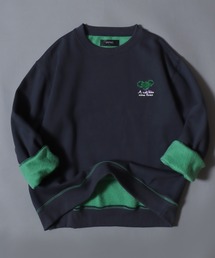 ANPAS（アンパス）の「ANPAS Cat & Floral Embroidered Contrast-Lined Sweatshirt   アンパス別注 ネコ&フラワー刺繍 裏配色 スウェット トレーナー レディース メンズ ユニセックス 秋冬 トップス 裏起毛（スウェット）」
