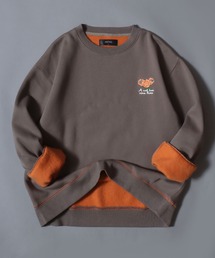 ANPAS Cat & Floral Embroidered Contrast-Lined Sweatshirt / アンパス別注 ネコ&フラワー刺繍 裏配色 スウェット トレーナー レディース メンズ ユニセックス 秋冬 トップス 裏起毛