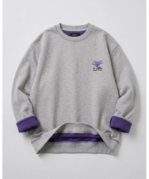 ANPAS Cat & Floral Embroidered Contrast-Lined Sweatshirt / アンパス別注 ネコ&フラワー刺繍 裏配色 スウェット トレーナー レディース メンズ ユニセックス 秋冬 トップス 裏起毛