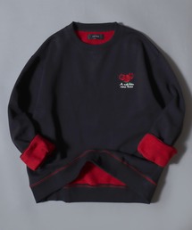 ANPAS（アンパス）の「ANPAS Cat & Floral Embroidered Contrast-Lined Sweatshirt / アンパス別注 ネコ&フラワー刺繍 裏配色 スウェット トレーナー レディース メンズ ユニセックス 秋冬 トップス 裏起毛（スウェット）」