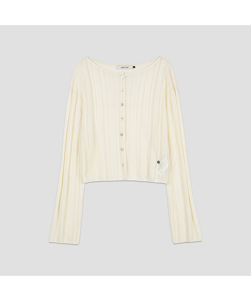 ATELIER NAIN(アトリエナイン)の「LINEN SKASHI BOATNECK CROP CARDIGAN (CD-2271)(カーディガン/ボレロ・レディース・チャコール/クリーム・FREE)」の2枚目の写真