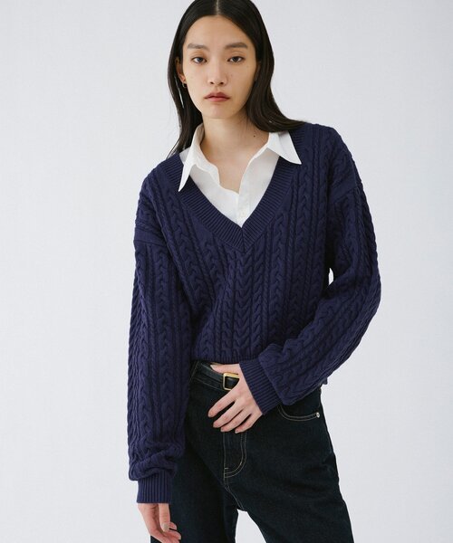 UNFORM(アンフォーム)の「【2026AW Debut】【UNFORM】ケーブルショートニット(ニット/セーター・レディース・チャコールグレー/ネイビー・FREE)」の16枚目の写真