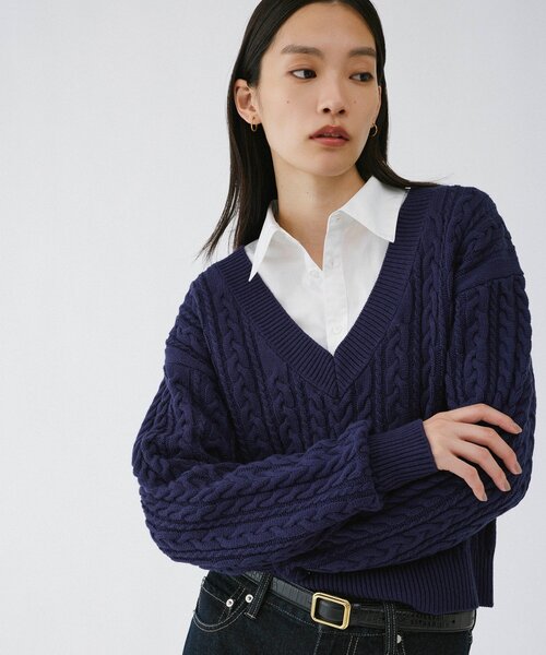 UNFORM(アンフォーム)の「【2026AW Debut】【UNFORM】ケーブルショートニット(ニット/セーター・レディース・チャコールグレー/ネイビー・FREE)」の17枚目の写真